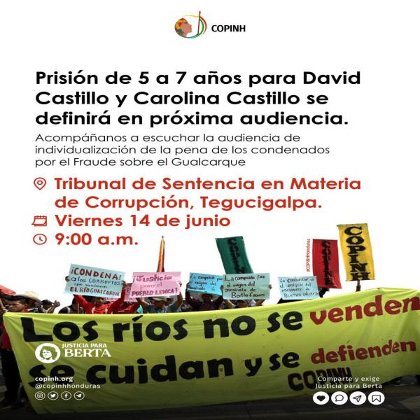 Audiencia de individualización de la pena de los condenados por el Fraude sobre el Gualcarque 