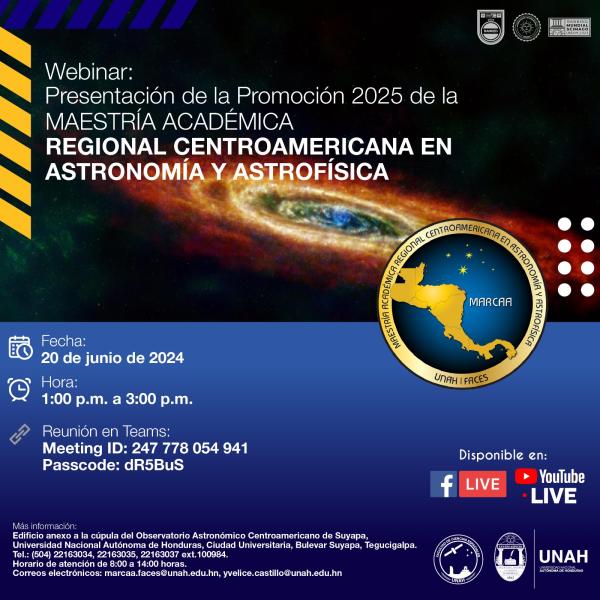 Webinar: Presentación de la Promoción 2025 de la Maestría Académica Regional Centroamericana en Astronomía y Astrofísica 