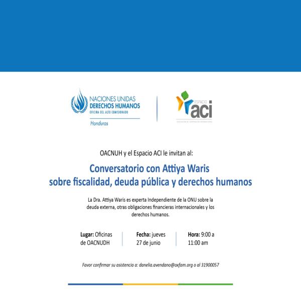 Conversatorio con Attiya Waris , sobre fiscalidad, deuda pública y derechos humanos