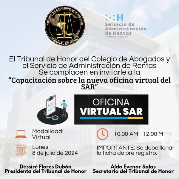Capacitación sobre la nueva oficina virtual del SAR" dirigida especialmente a abogados