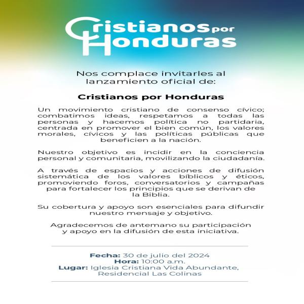 Lanzamiento de la organización Cristianos por Honduras 