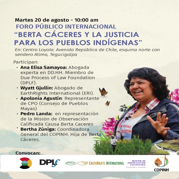 Foro público Internacional: “Berta Cáceres y la justicia para los pueblos indígenas”