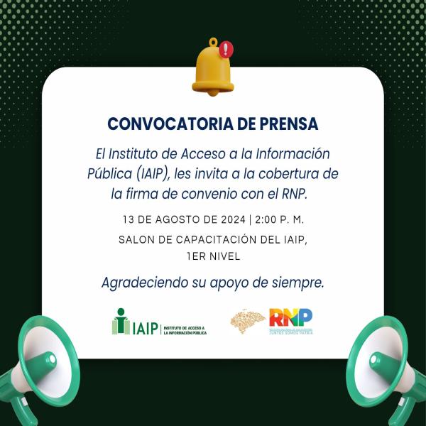 IAIP: Firma de convenio con el Registro Nacional de las Personas (RNP)