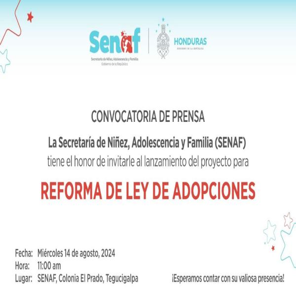 SENAF: Presentación del Proyecto para Reforma a la Ley de Adopciones 