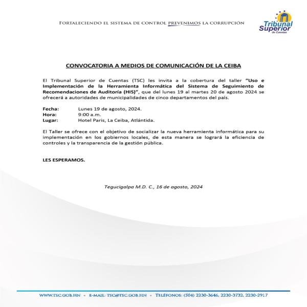 TSC: Taller: Uso e implementación de la herramienta informática del sistema de recomendaciones de auditoría 