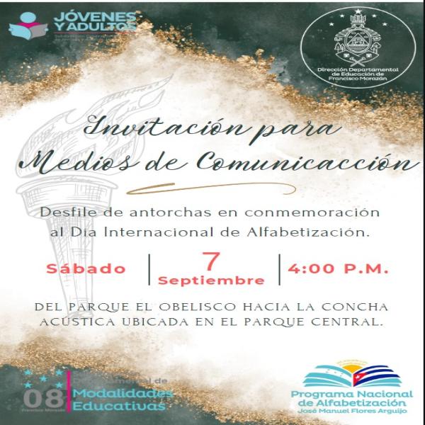 Desfile de antorchas en conmemoración al Día Internacional de Alfabetización 