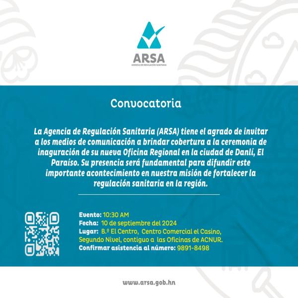 ARSA: Inauguración Oficina Regional en Danlí, El Paraíso