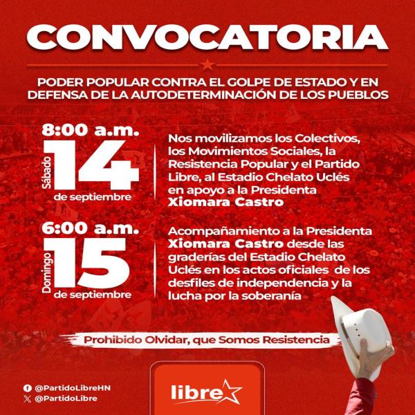 Convocatoria a movilización Partido Libre 
