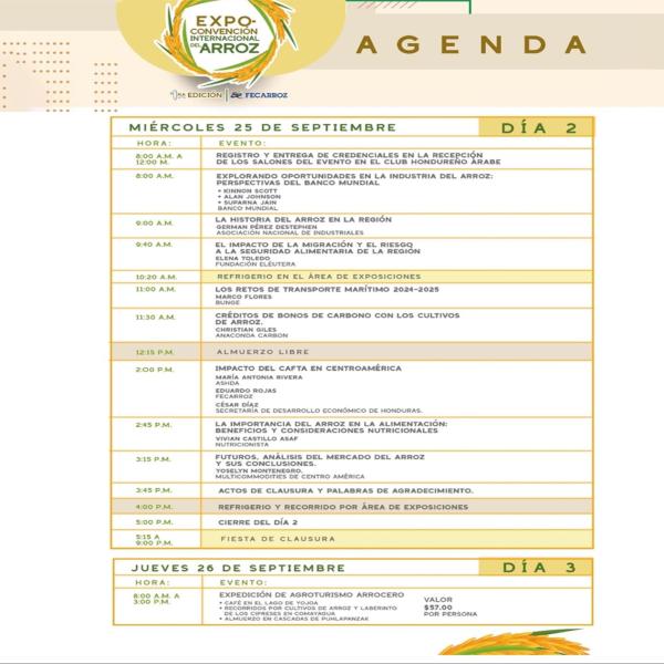 Agenda de la Expo Convención Internacional del Arroz 
