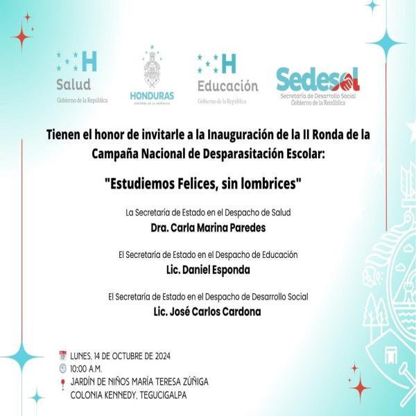 II Ronda de la Campaña Nacional de Desparasitación Escolar: "Estudiemos felices, sin lombrices"