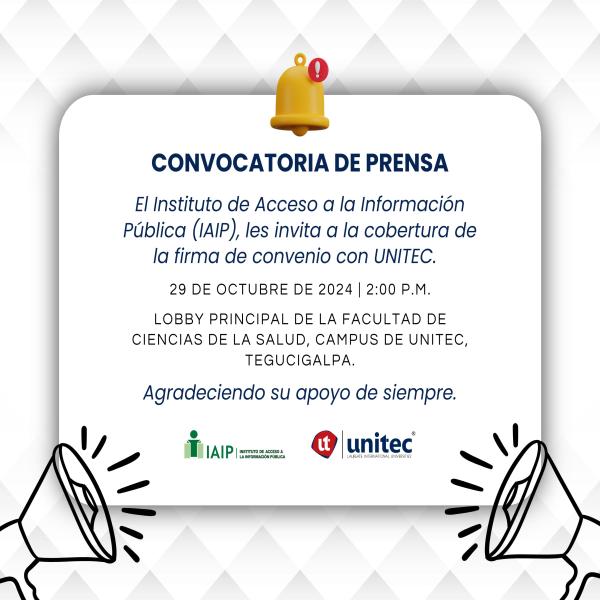 Firma de convenio IAIP y UNITEC