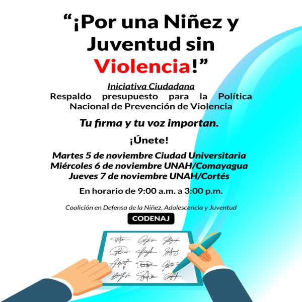 Recolección de formas: Iniciativa Ciudadana “Por una Niñez y Juventud sin violencia” 