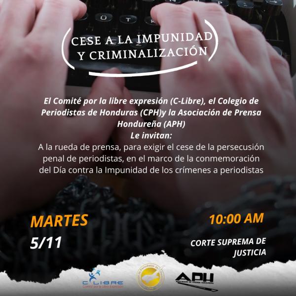 Rueda de prensa para exigir el cese a la persecución penal del periodista 