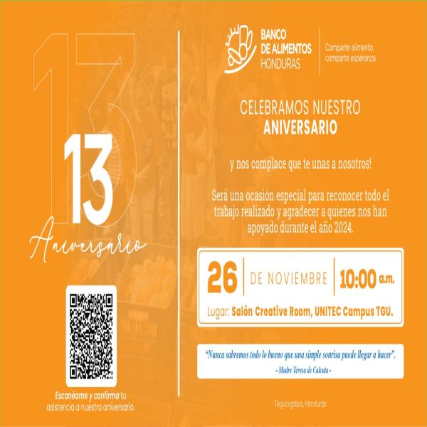 Celebración del 13º Aniversario del Banco de Alimentos de Honduras