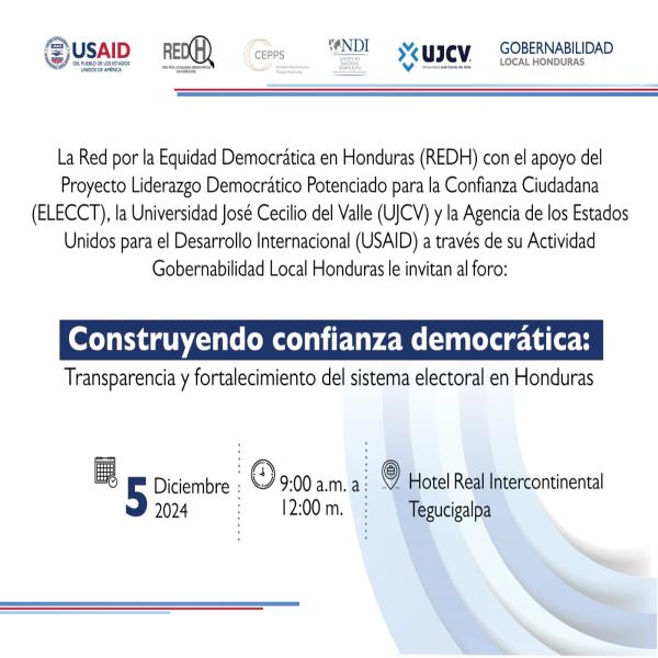 Foro “Construyendo confianza democrática: transparencia y fortalecimiento del sistema electoral en Honduras” 