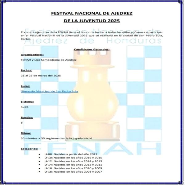 Festival Nacional de Ajedrez de la Juventud 2025 