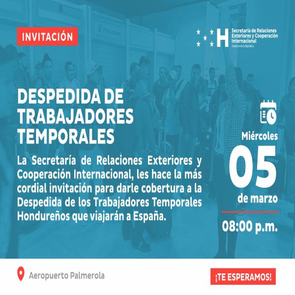 Despedida de los Trabajadores Temporales Hondureños que viajarán a España