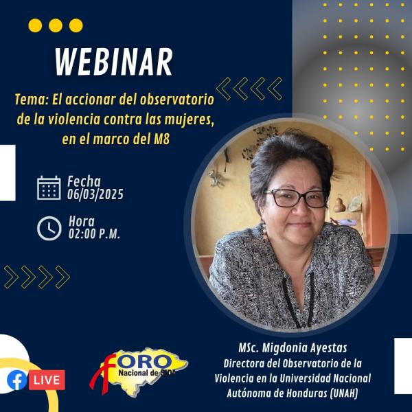 Webinar: "El accionar del observatorio de la violencia contra las mujeres, en el marco del M8" 