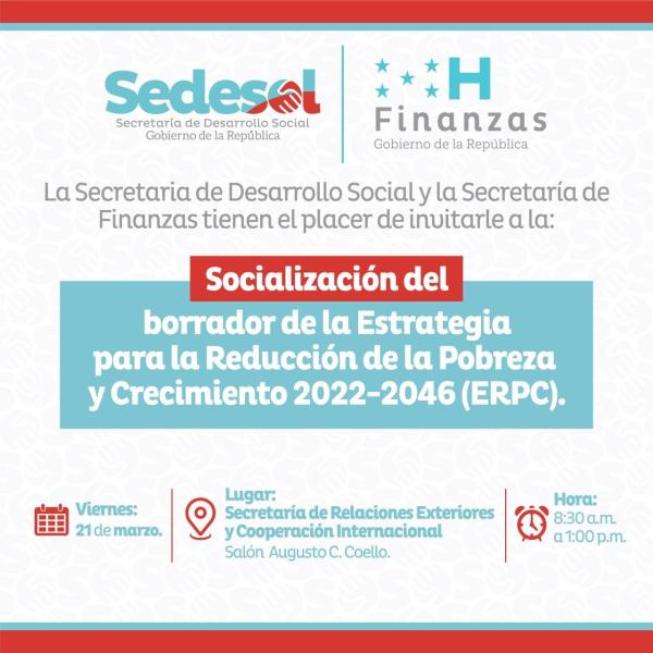 Socialización del borrador de la Estrategia para la Reducción de la Pobreza y Crecimiento 2022-2046 (ERPC)