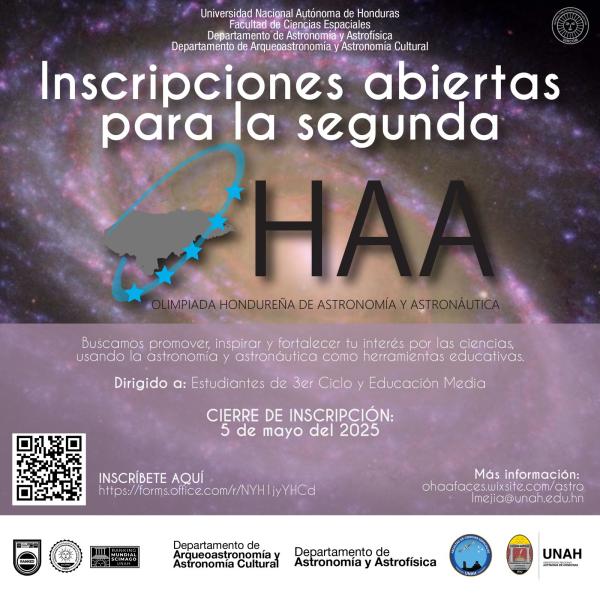 Inscripciones abiertas para la Segunda Olimpiada Hondureña de Astronomía y Astronáutica de la Facultad de Ciencias Espaciales