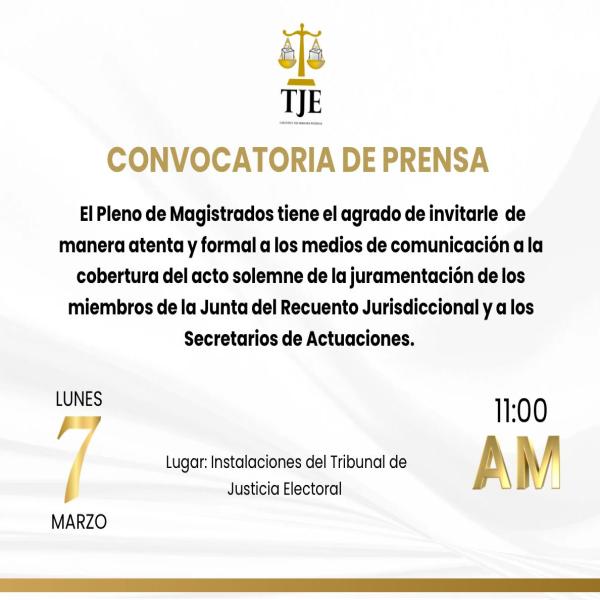 TJE: Juramentación de los miembros de la Junta del Recuento Jurisdiccional y Secretarios de Actuaciones 