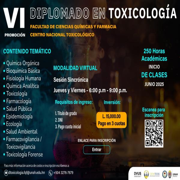 Convocatoria abierta: VI Promoción del Diplomado en Toxicología