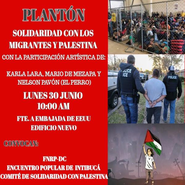 Plantón de solidaridad con los migrantes y Palestina 