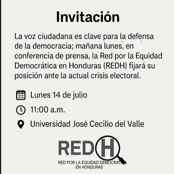 RED-H fija su posición ante la actual crisis electoral 