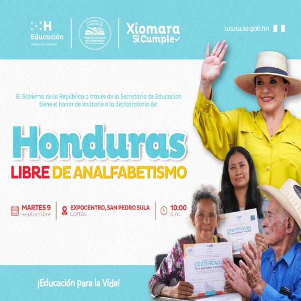 Declaratoria de Honduras libre de Analfabetismo - SPS 