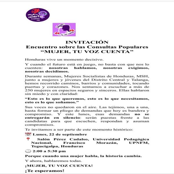 Encuentro sobre las Consultas Populares “MUJER, TU VOZ CUENTA”