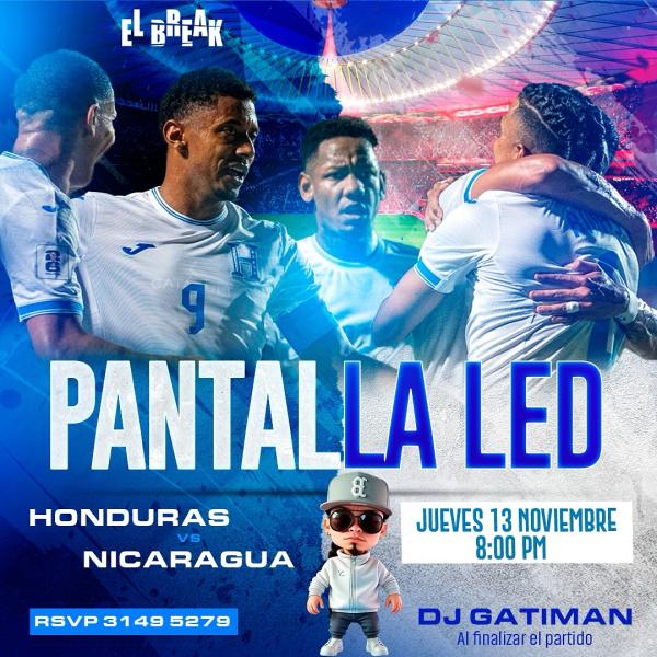 Honduras vs Nicaragua en pantalla LED 