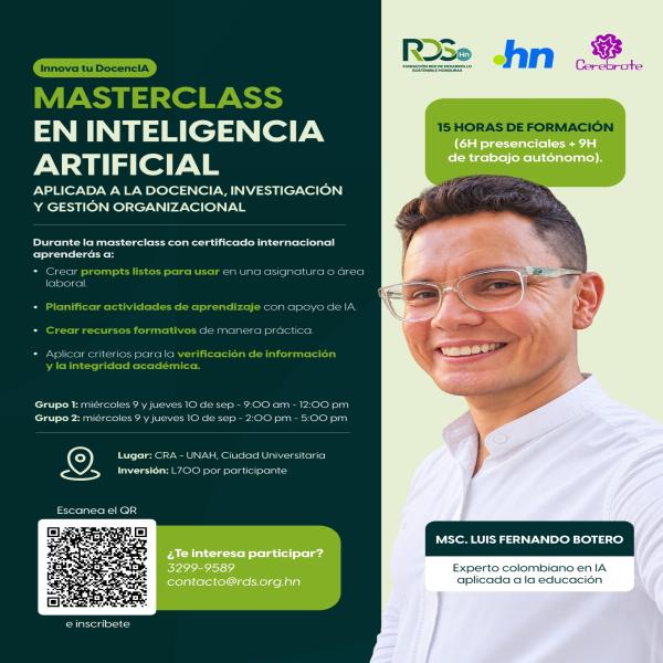 Masterclass en Inteligencia Artificial aplicada a la Docencia, Investigación y Gestión Organizacional