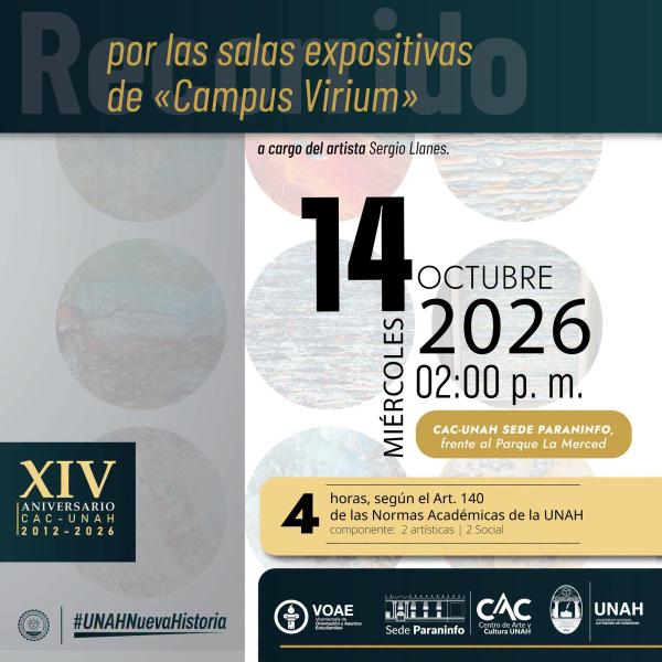 Recorrido guiado por las salas que albergan la exposición «Campus Virium», en el CAC-UNAH Sede Paraninfo